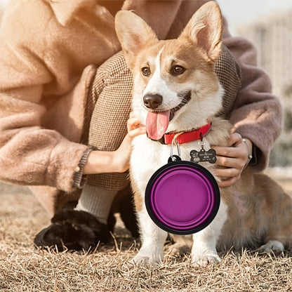 Tragbare, faltbare Haustier-Schüssel mit schwarzem Rahmen, 350 ml TPR-Hundefressnapf für draußen