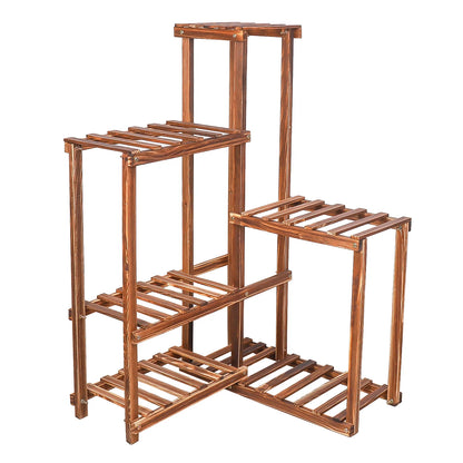 Eckiges Garten-Pflanzenregal aus Holz, mehrstöckiges Blumenregal
