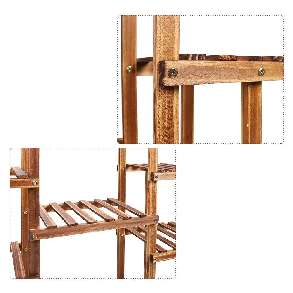 Robustes Pflanzenregal aus Holz für Blumentöpfe – für drinnen und draußen